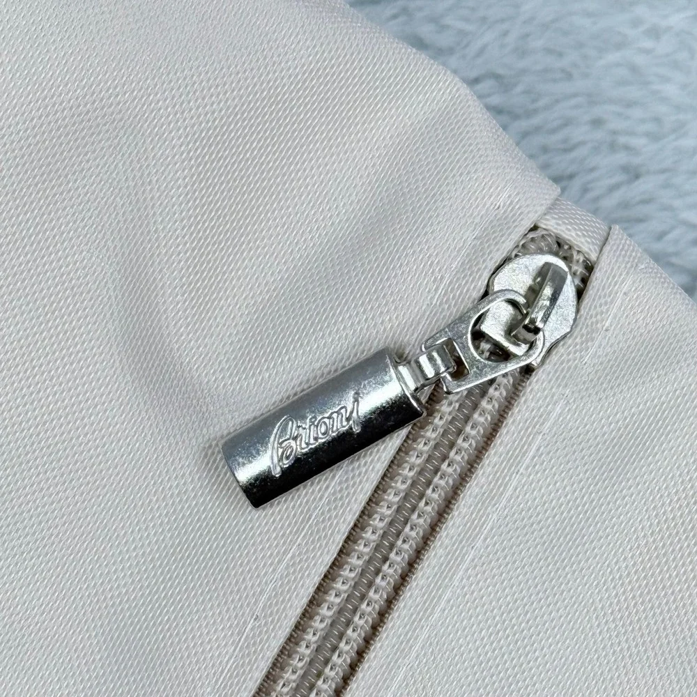 Brioni Garment Bag Cream Grey Logo Hanging Folding Suit Carrier Travel Cover 073